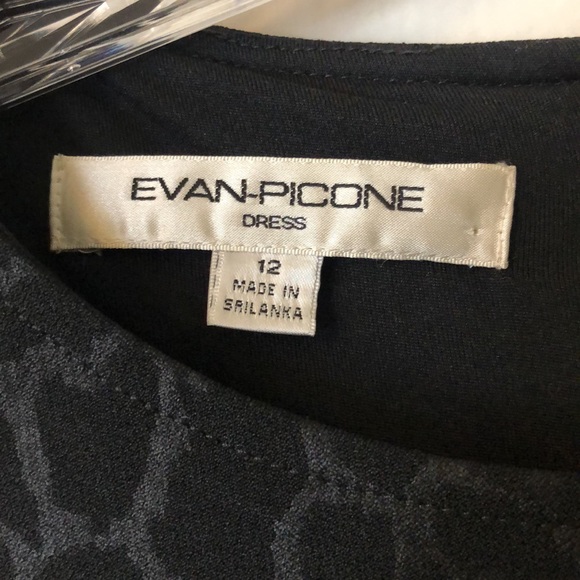 Evan-Picone Black Leopard Sheath Dress Structured Lined Buckle Detail LBD 12 NEW - Picture 7 of 14